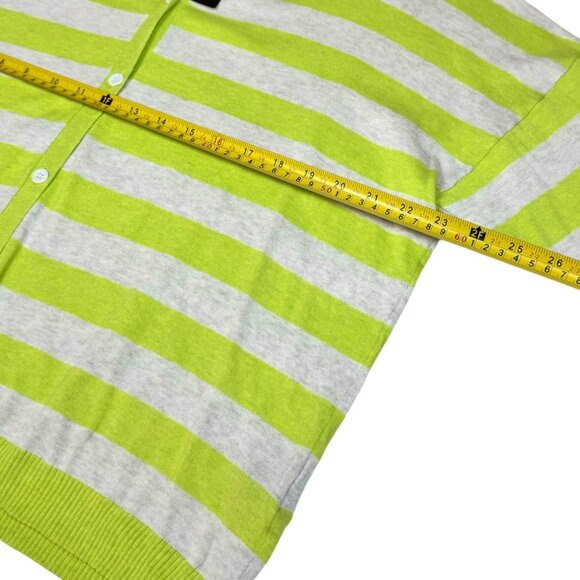 NWT Agave Denim Striped Cardigan Sz L Supima Cotton Green Oversized Boxy Preppy - Picture 6 of 11